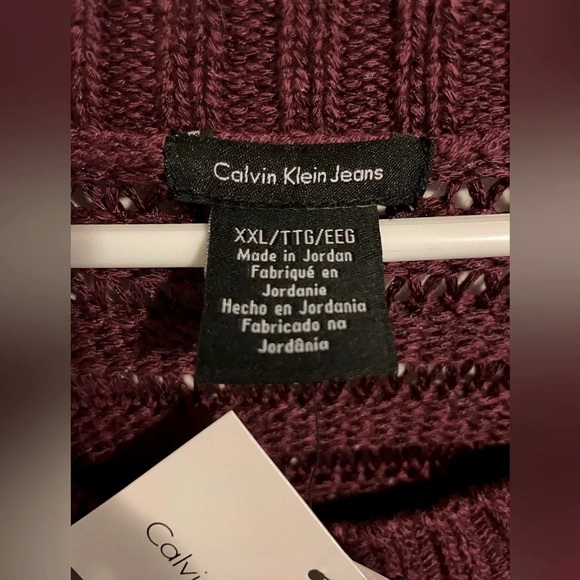 Sz 2XL women’s Calvin Klein Jeans knit sweater pullover burgundy crewneck - Picture 3 of 16
